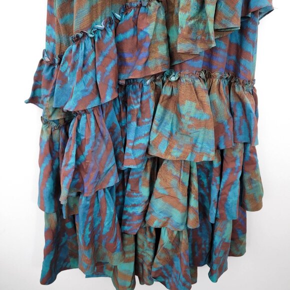 Ulla Johnson Zenat Tiered Asymmetric Ruffle Silk Gown in Emerald 12 - Picture 8 of 10